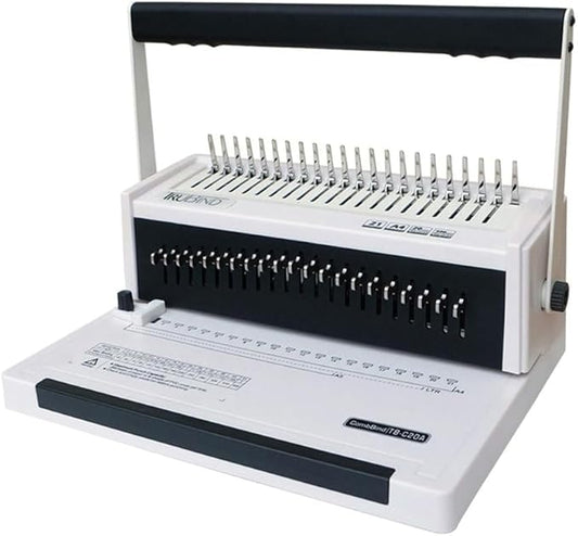 TruBind Manual Comb Binding Machine | Punch up to 20 Sheets | Bind up to 425 Sheets | 21 Fully Disengageable Dies | 19-Ring Comb | 2-Year Warranty