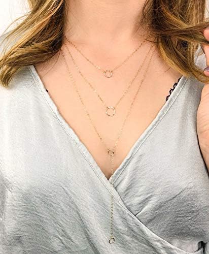 Turandoss Gold Layered Necklaces for Women - 14K Gold Plated Handmade Multilayer Bar Pearls Coin Disc Moon Butterfly Medallion Adjustable Dainty Layered Choker Necklaces for Women Jewelry