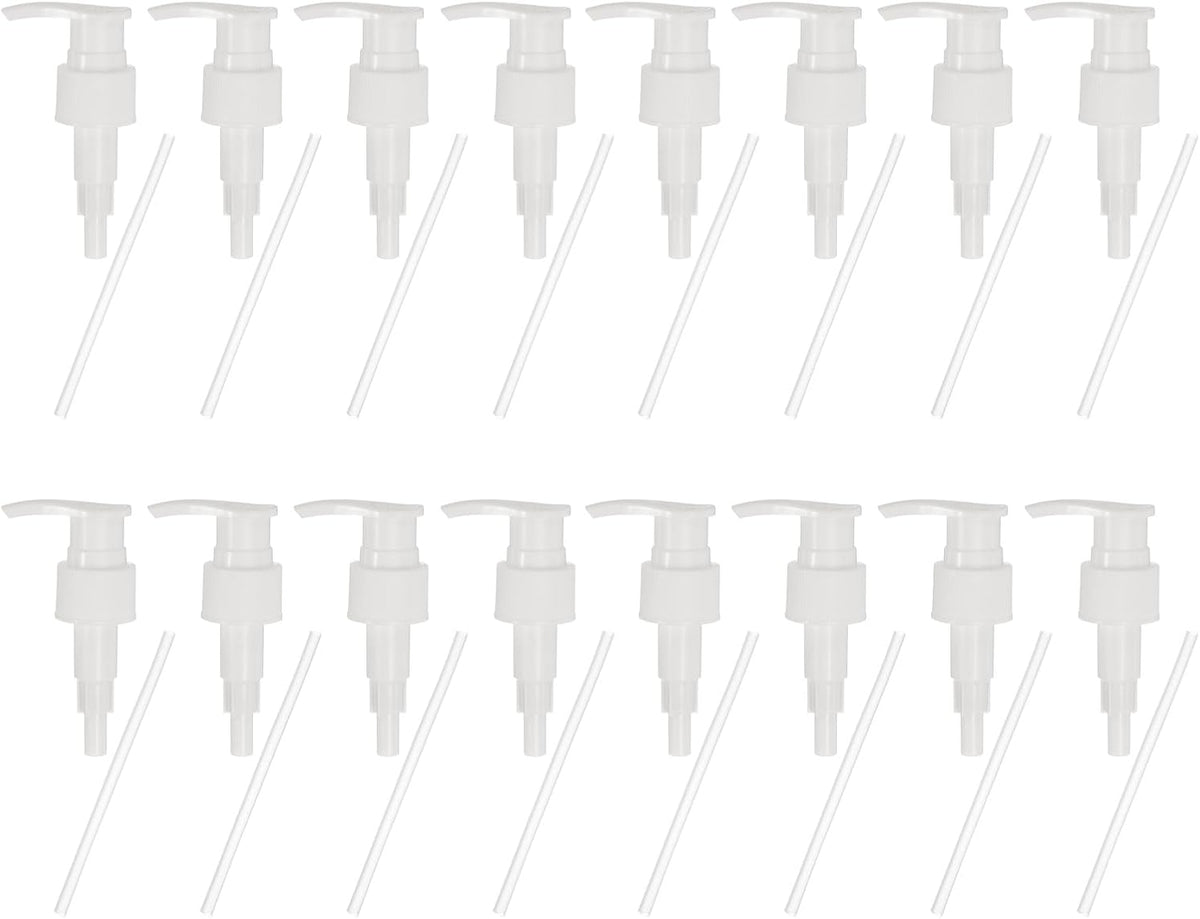 uxcell 16 Pcs Soap Dispenser Pump Heads Soap Dispensers Top Pumps Replacement Switch Pumphead for Standard 24/417 Neck Size Lotion Shampoo Bottle, White