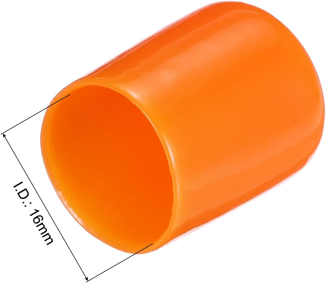 uxcell 20pcs Rubber End Caps 16mm(5/8") ID Vinyl PVC Round Tube Bolt Cap Cover Screw Thread Protectors,Orange