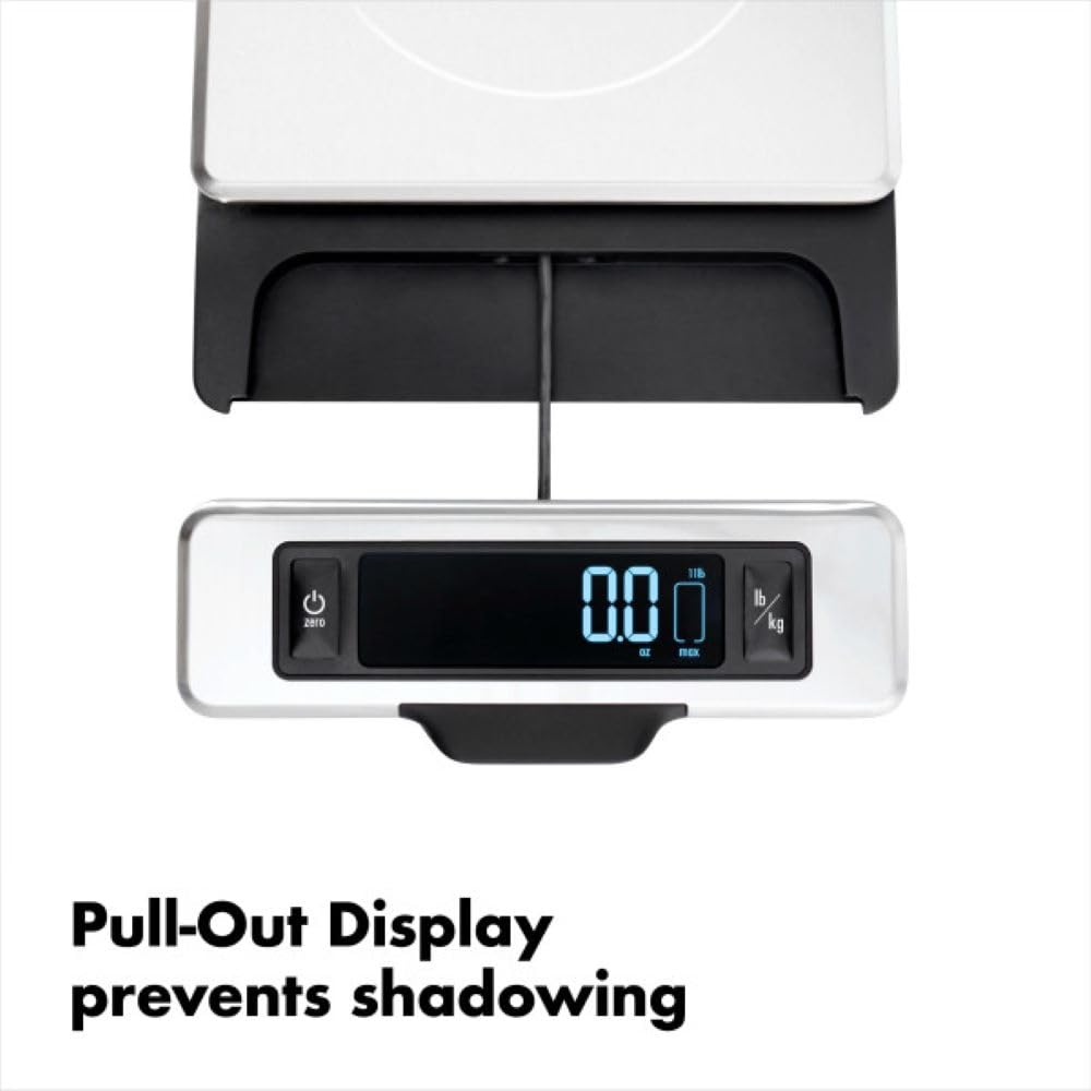 OXO Good Grips 11-Pound Stainless Steel Kitchen Scale with Pull-Out Display - Black
