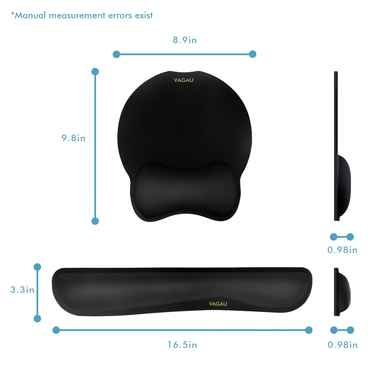 VAGAU Premium Keyboard Wrist Rest and Mouse Pad Wrist Support, Ergonomic Memory Foam Set for Office, Laptop, Mac, Computer and Gaming, Comfortable Typing &Wrist Pain Relief (2 Pack)