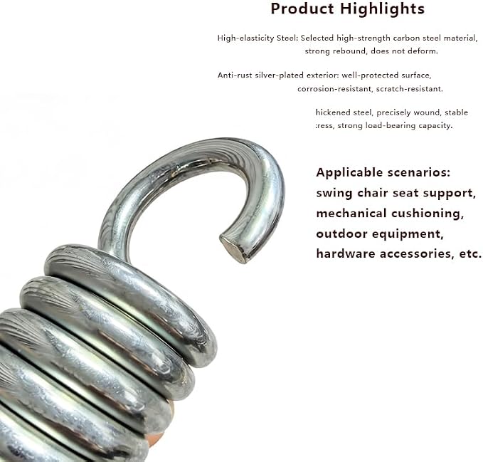 Spring Hooks for Patio Swings 770lb Maximum Weight Recommendation Load-Bearing Hammock Swing Accessories 4.06-Inch Galvanized Hooks 2-Pack Cross Swing Springs with Noise-Reducing Pads