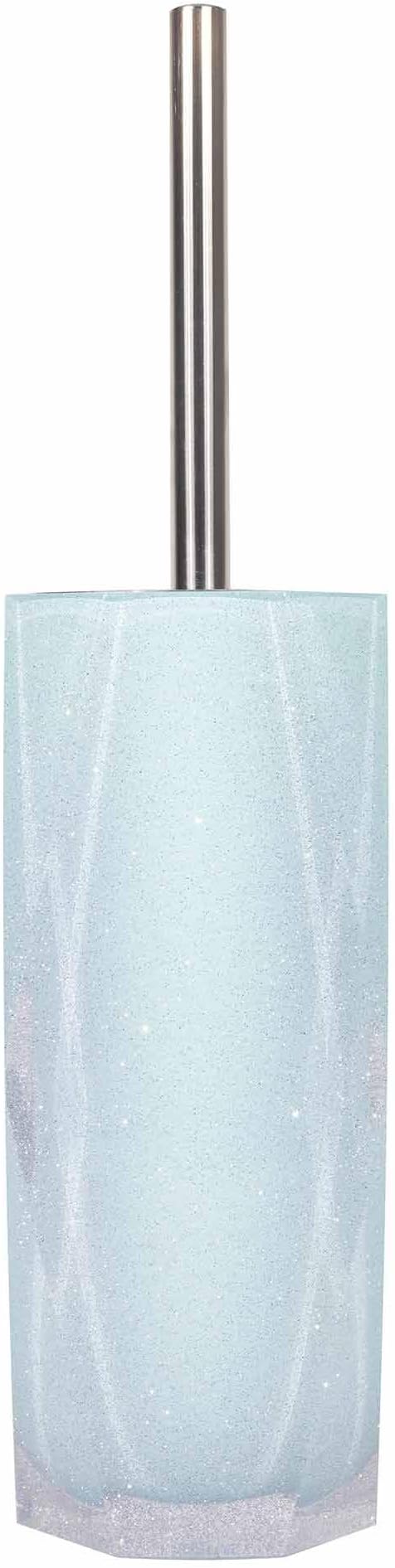 Faceted Toilet Brush, Cast Resin, Anti-Slip Pads, Sold Individually, Aqua