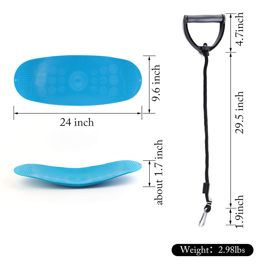 JUSTDOLIFE Balance Boards Yoga Board Fitness Board Twist Boards with Resistance Bands in Blue for Stability Training Twisting Exercise Abs Arms Legs Balance for Men and Women (Blue)