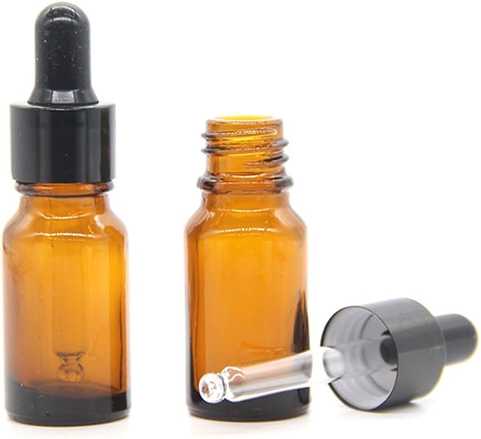 YIZHAO Amber Glass Dropper Bottle 10ml, Tincture Bottles with Glass Dropper, for Essential Oils, Aromatherapy, Cosmetic, Laboratory, Pharmacy, Liquids, Travel –12 Pcs