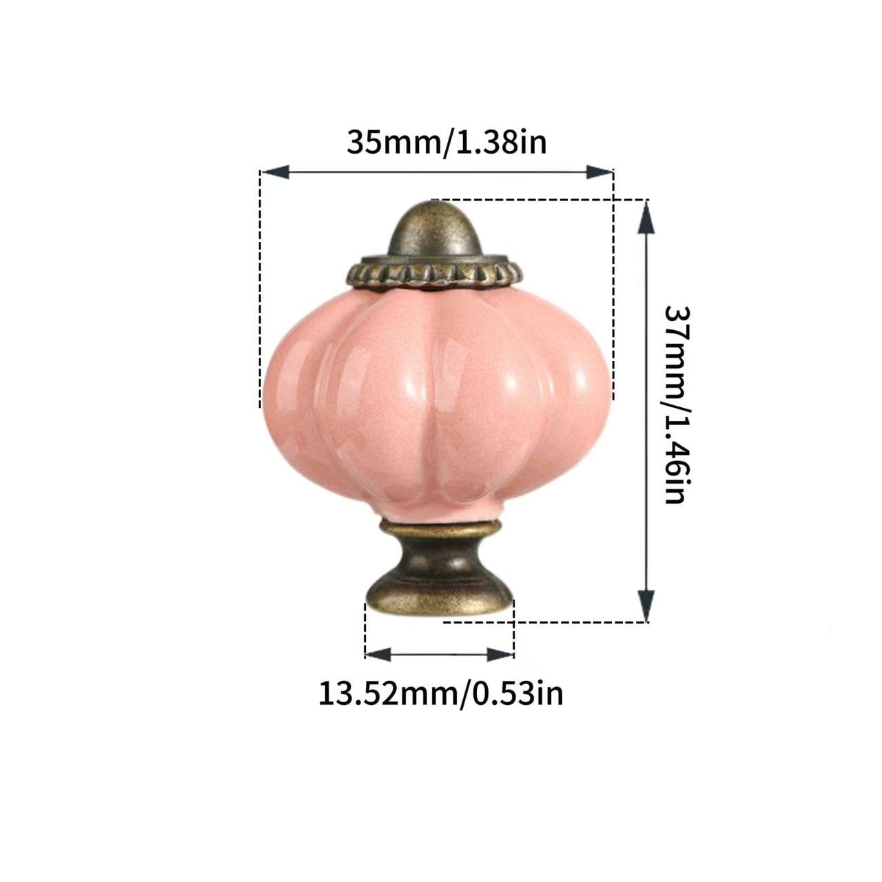 Eledabra 4 pcs Pink Pumpkin Knobs, Vintage Ceramic Cabinet Knobs, Dresser, Drawer,Door Knobs Drawer Pulls Dresser Handles with Mounting Screws