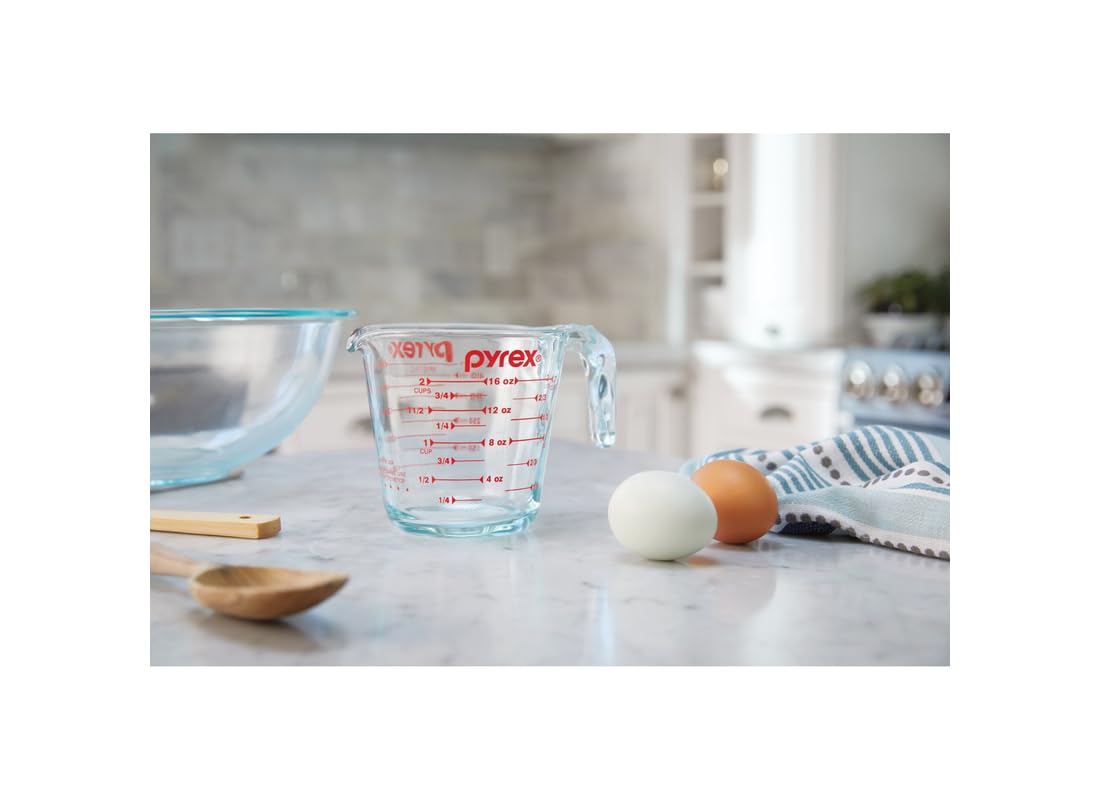 Pyrex Prepware 6001075 Measuring Cup, Red Graphics, Clear