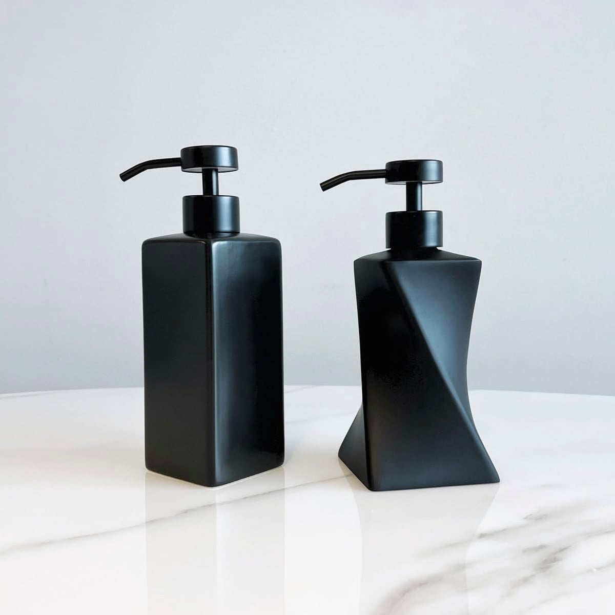Stainless Steel Soap Dispenser Pump Head Replacement 2 Pack, 28/400 Threads Standard Size, for Bathroom and Kitchen (Matte Black)