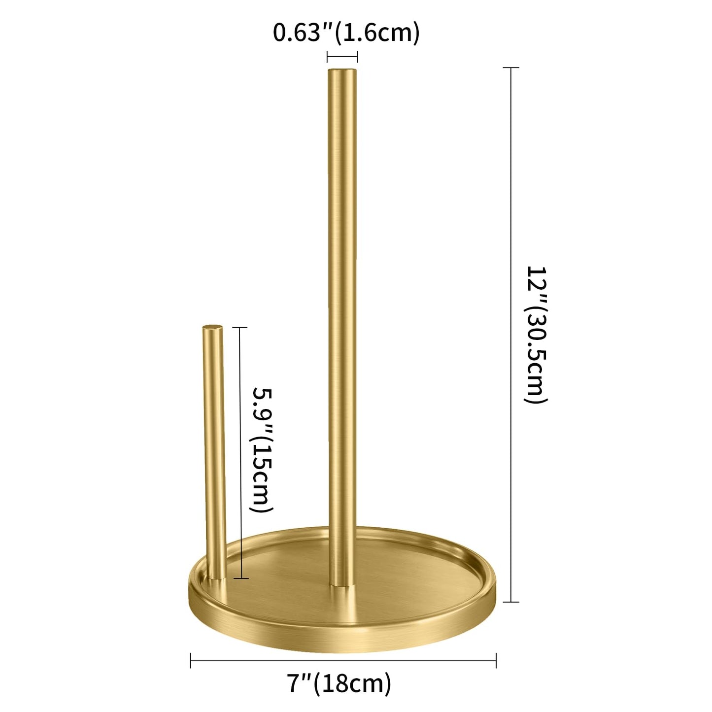 Jesginboo Paper Towel Holder Countertop, Gold Kitchen Paper Towels Holder, Paper Roll Holder with Weighted Base