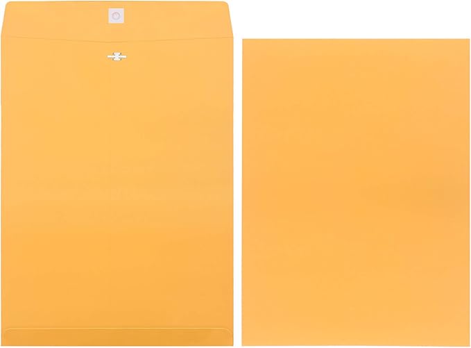 Frienda 4 Sizes Clasp Envelopes Kraft Paper Catalog Clasp Envelope with Closure for Filing, Storing or Mailing Documents, 50 Pieces(6 x 9 In, 9 x 12 In, 10 x 13 In, 12 x 15.5 In,Yellow)