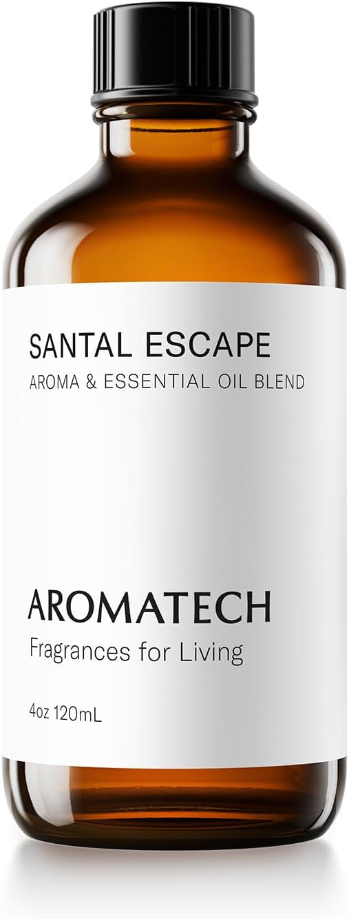 AromaTech Santal Escape Aroma Essential Oil Blend: Luxury Hotel Inspired Aromatherapy with Ocean Air, Sandalwood, Iris for Ultrasonic Diffusers & Nebulizers - 4 fl oz, 120 mL