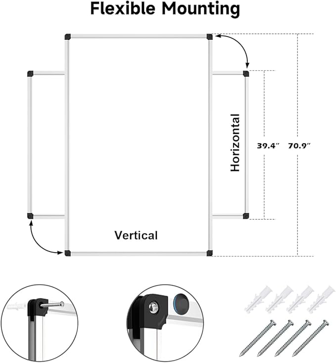 XBoard Magnetic Whiteboard 72 x 40 Inch, Dry Erase White Board for Wall with Marker Tray 6' x 3' | Aluminum Frame Message Presentation Board