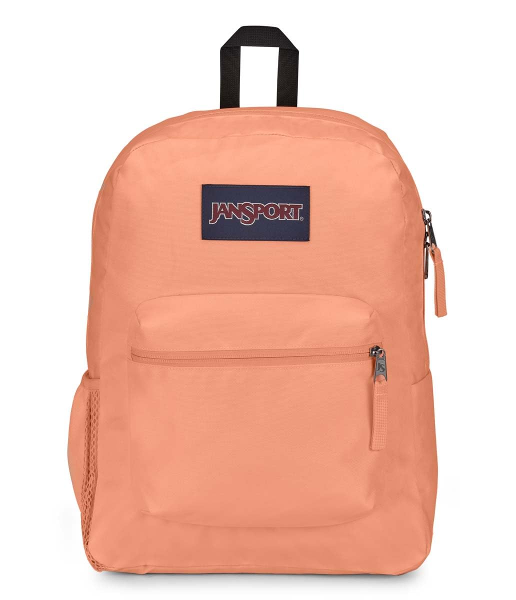 JanSport Cross Town Backpack 17" x 12.5" x 6" - Simple Bag for Everyone with 1 Main Compartment, Front Utility Pocket - Premium Class Accessories - Peach Neon
