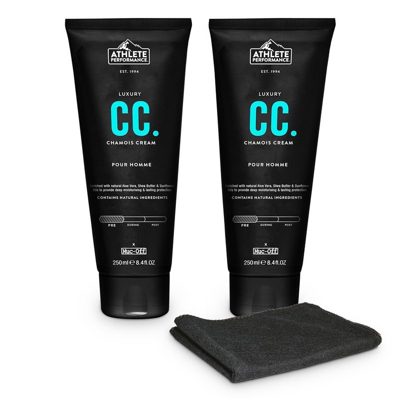 Muc-Off Luxury Chamois Cream Cycling | Anti-Chafing, Moisturizing Formula | Long-Lasting Comfort & Protection | Ideal for Cyclists, Triathletes, and Runners (250 ml (Pack of 2))