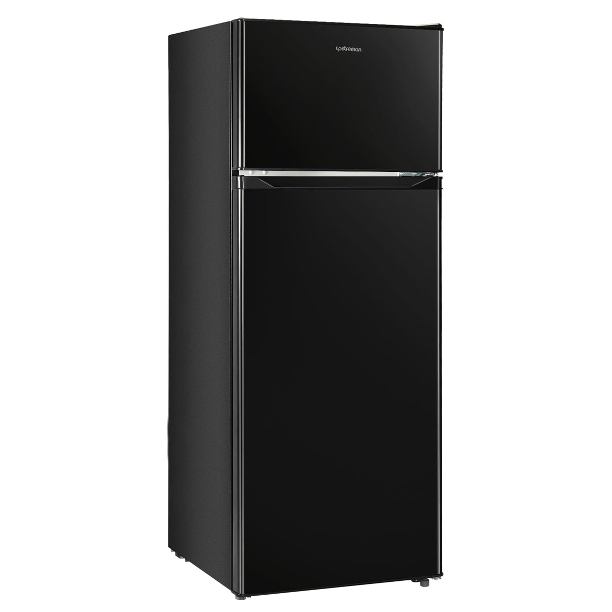 Upstreman 7.7 Cu.Ft. Refrigerator with Freezer, Double Door Fridge, Adjustable Thermostat, Large Capacity, Reversible Door Swing, Refrigerator for Apartment, Office, Dorm, Black（BD75）