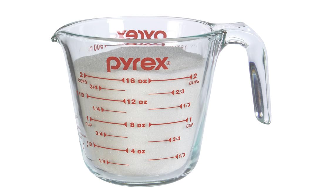 Pyrex Prepware 6001075 Measuring Cup, Red Graphics, Clear