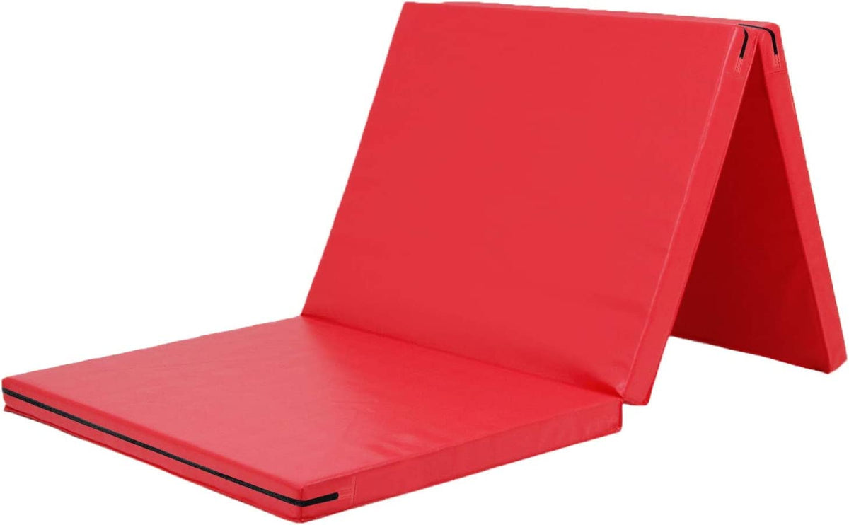 KaRaDaStyle Gymnastics Mat 3-Folding Stretch Mats 71"x31"x2" Exercise Muscle Training Children Play Horizontal Bar Mat Yoga Sports Soundproof Home Use (Red/3-fold)