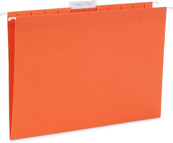 Blue Summit 75 Pack Colored Hanging File Folders Letter Size No Expansion, Colored Hanging File Folders Bulk, Assorted Colors, Designed for Bulky Files, Medical Charts, 1/5 Tabs