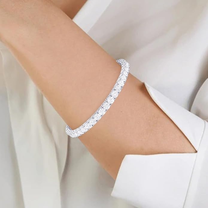 Houston Diamond District 3 to 50 Carat Classic LAB GROWN Diamond Tennis Bracelet 4 Prong Ultra Premium Collection (E-F Color, VS2-SI1 Clarity)