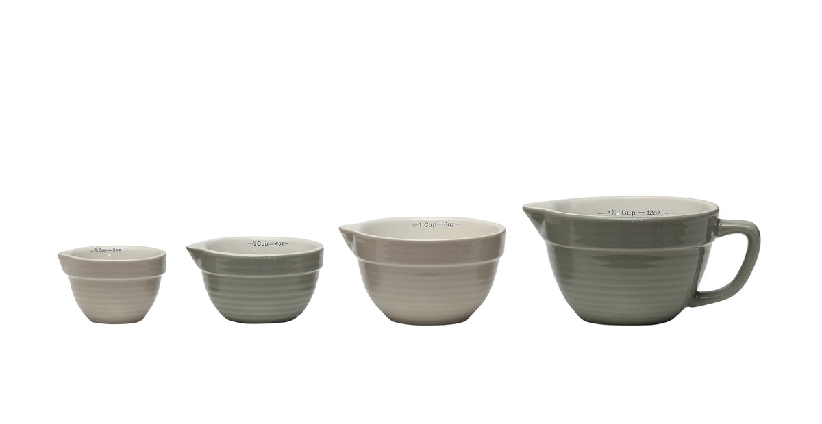 Creative Co-Op Batter Bowl Shaped Measuring Cups in Greys (Set of 4 Sizes)