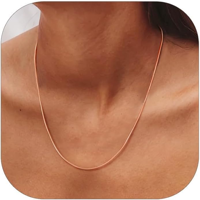 ChainsHouse Snake Chain Necklace for Women 1.2mm, 14-30" Adjustable with 5cm Extender for Pendants Lockets, Rose Gold/Stainless Steel/Black/14K Gold Hypoallergenic Dainty Jewelry Gift