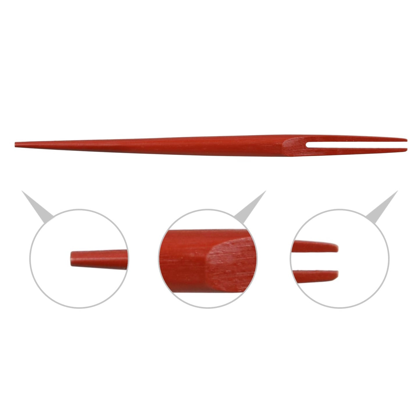Morikuru Bamboo Shirasagi Fork 6.1 in (155mm), Two-Pronged Fork, Japanese Sweet Pick, For Use with Wagashi and Fruits, Made in Japan (Red)