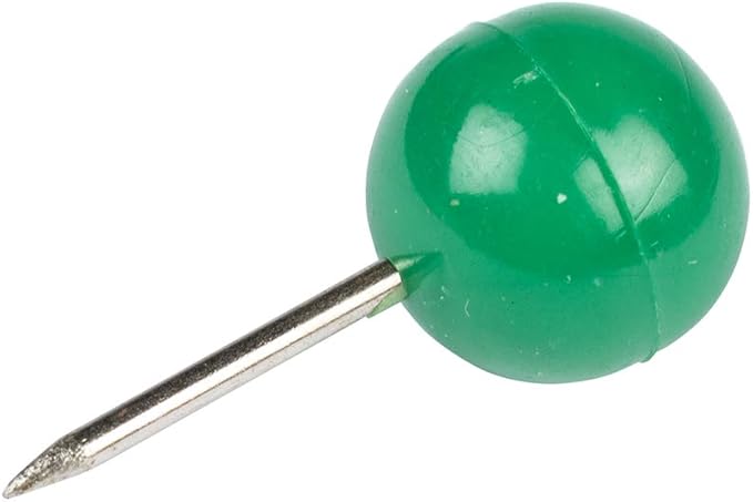 JAM PAPER Colorful Push Pins - Round Head Map Thumb Tacks - Green Pushpins - 100/Pack
