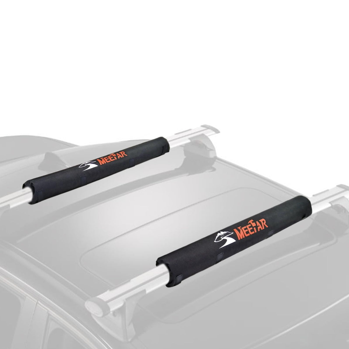 MeeFar Universal Car Soft Roof Rack Pads Luggage Carrier Rack for Kayak Surfboard SUP Canoe Include 2 Heavy Duty Tie Down Straps, 2 Tie Down Rope, 2 Quick Loop Strap
