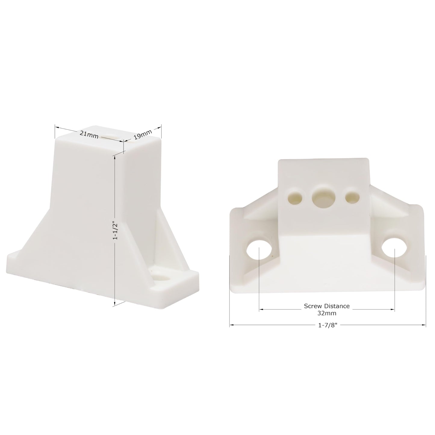 20 Pack Rok Hardware 1-1/2" (38.5mm) Drawer Slide Cabinet Side Spacers, Plastic Kitchen Cabinet Spacer for Slide-Out Trays, Screws Included, White - R038WHT