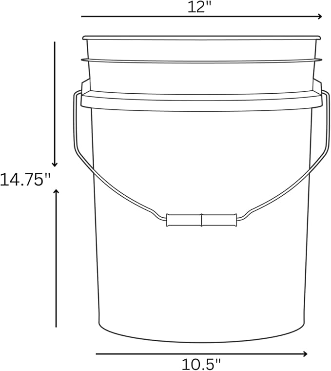 House Naturals 5 Gallon Food Grade Plastic Bucket with Air Tight Screw on Lid Made in USA Container (Green Bucket with Black lid)