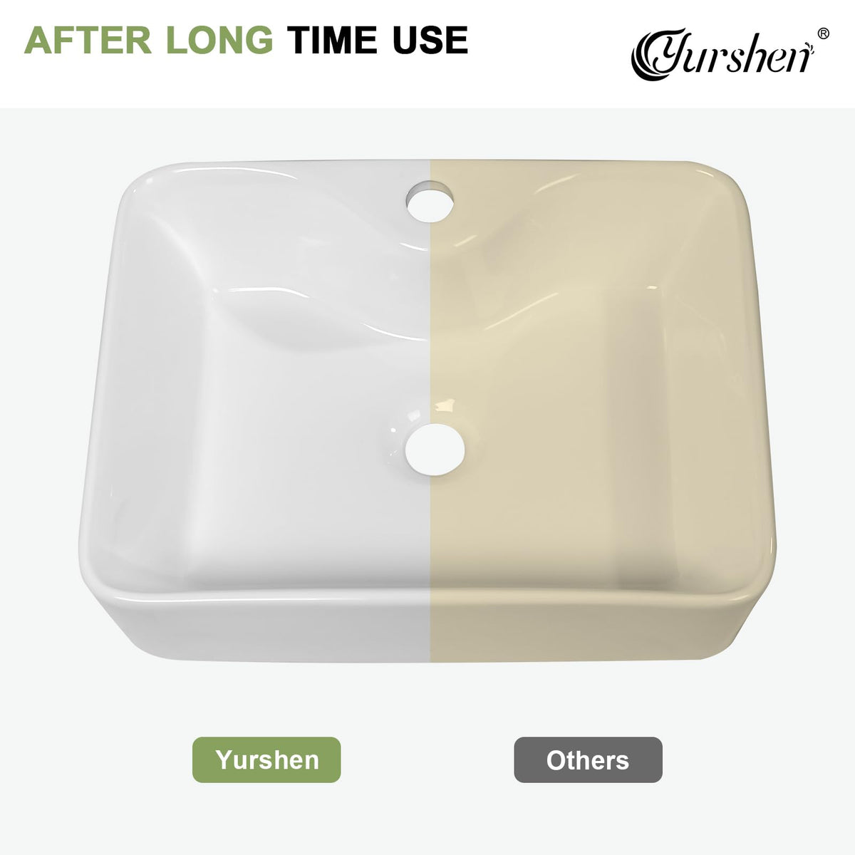 Yurshen 19 Inch Bathroom Sink with Black Faucet- 19"x15" White Ceramic Bathroom Vessel Sink Above Counter Ceramic Sinks Bowl Classic White Glossy Porcelain Sinks
