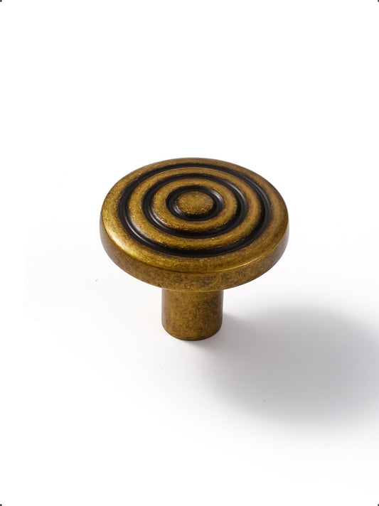 JIASENBAO 10 Pack Antique Brass Cabinet Knobs Round Vintage Drawer Pulls Circle Bathroom Dresser Handles Hardware Zinc Alloy