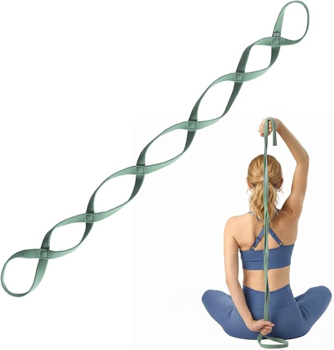 VRTX Stretch Straps for Exercise | Yoga & Pilates Stretching Bands w/ 7 Loops | Resistance Bands for Fitness Workout, Home Gym, Physical Therapy | Soft Mesh Cloth, Durable – Single Pack