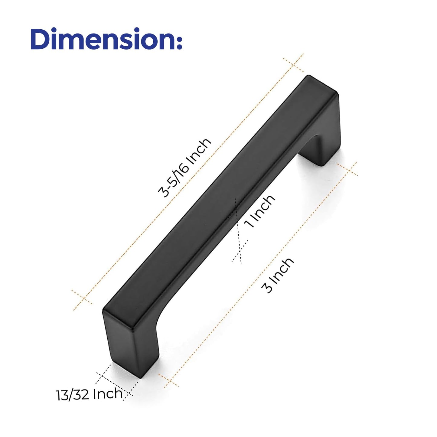 Ravinte Square Cabinet Handles 10 Pack, Solid Kitchen Cabinet Pulls Drawer Pulls Kitchen Cabinet Hardware Flat Handles, 3 Inch, Matte Black