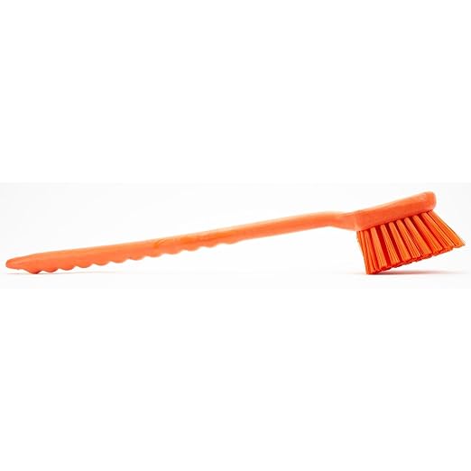 SPARTA 40501EC24 Plastic Large Scrub Brush, Kitchen Brush, Utility Brush With Long Handle For Cleaning, 20 Inches, Orange, (Pack of 6)