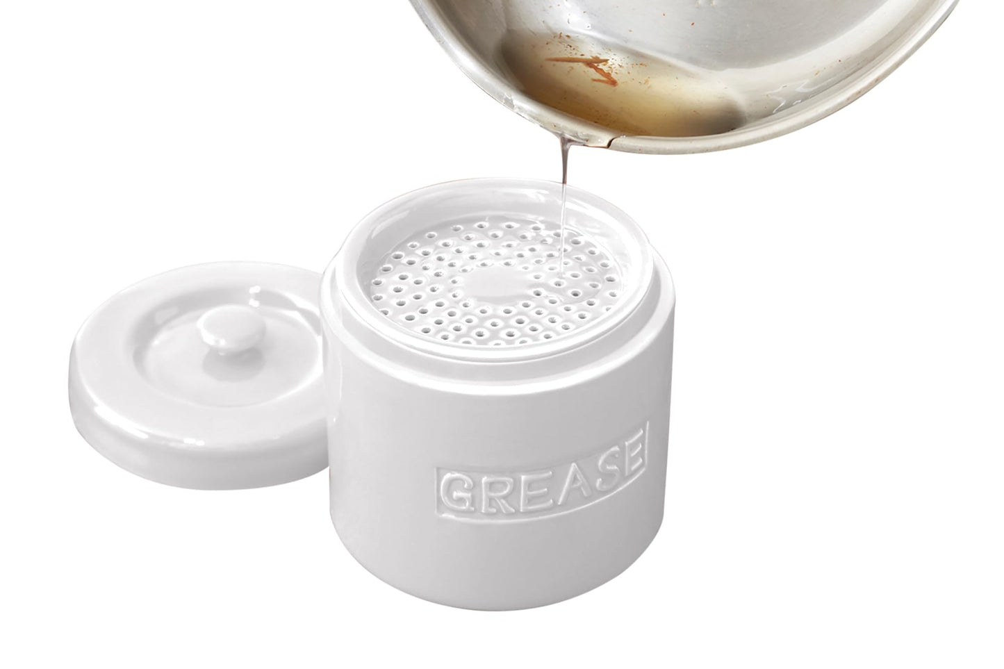 Fox Run 6238 Porcelain Grease Container, White