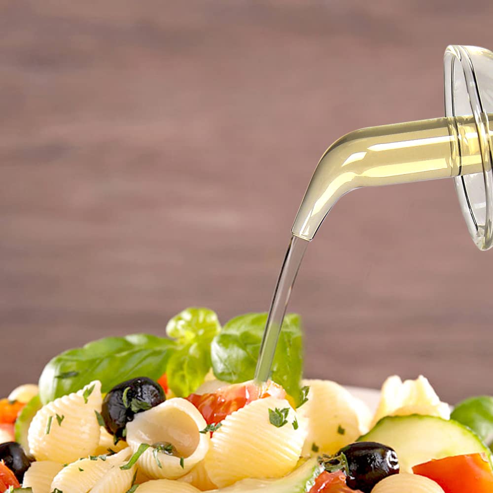 Belicheto Glass Olive Oil Dispenser - No Funnel Needed, Easy Refill with Pourers - Clear Vinegar Dispenser Bottle Olive Oil Carafe Decanter for Kitchen BBQ (17oz/500ml)