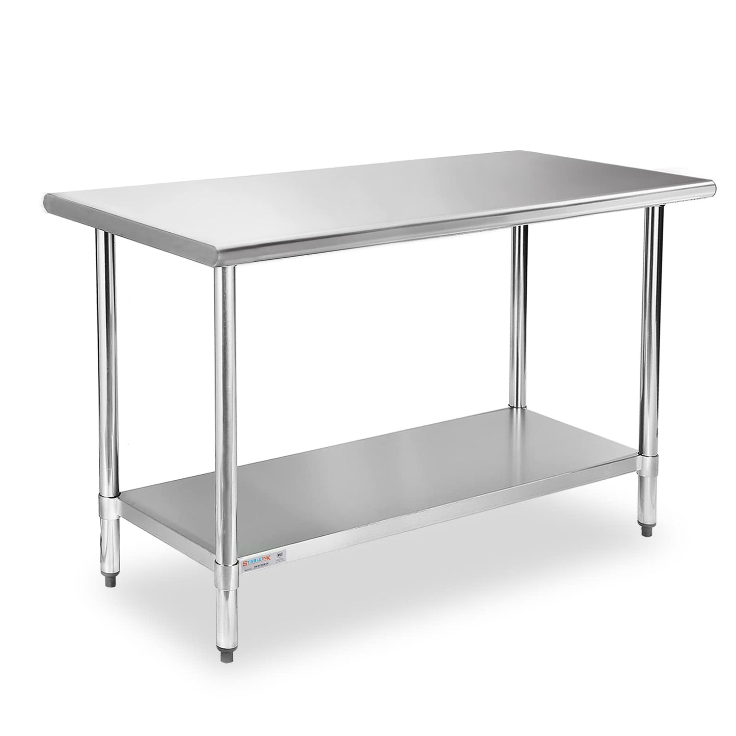 STABLEINK NSF Stainless Steel Prep Table 60x24 Inches 5ft, Metal Work Table with Adjustable Undershelf, for Commercial Kitchen, Restaurant, Hotel, Laundry and Garage