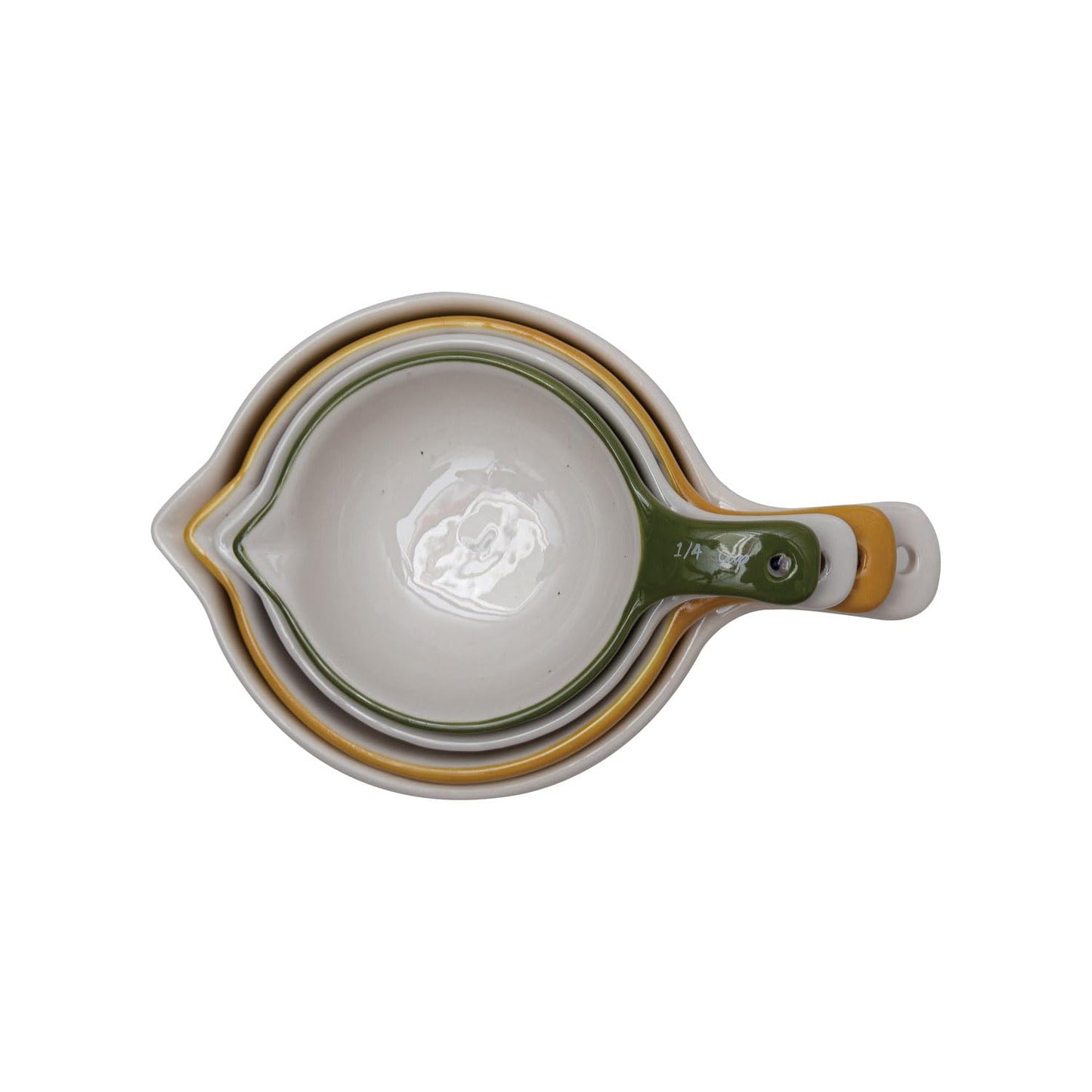 Creative Co-Op Hand-Painted Stoneware Measuring Cups, Multicolor