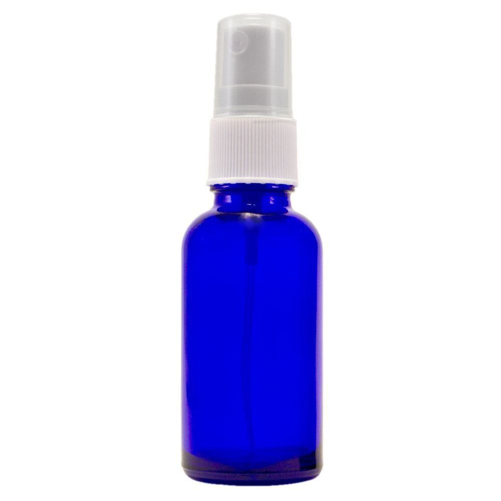 1 oz Cobalt Blue Boston Round Glass Bottle with Fine Mist sprayer 12/bx