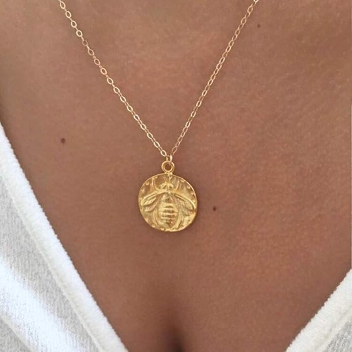 Turandoss Gold Layered Necklaces for Women - 14K Gold Plated Handmade Multilayer Bar Pearls Coin Disc Moon Butterfly Medallion Adjustable Dainty Layered Choker Necklaces for Women Jewelry