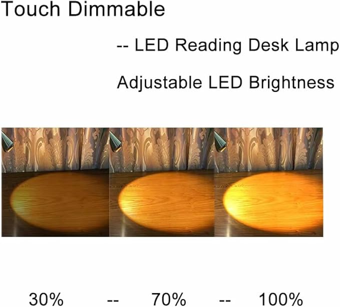 HomeFocus - Bedside Table Lamp,LED Desk Lamp,Reading Light,Eye-Caring for Reading Lamp,LED 5W,Touch dimmable Bedside lamp,Bedside Night Light,Metal,Satin Nickel.