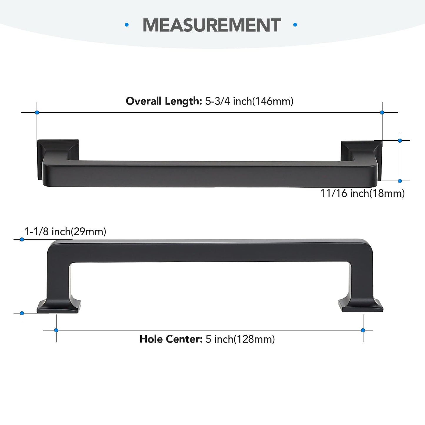 HOME EDIT 10 Pack 5 Inch Matte Black Cabinet Handles Solid Zinc Alloy Pulls for Kitchen Cupboard & Drawer Hardware