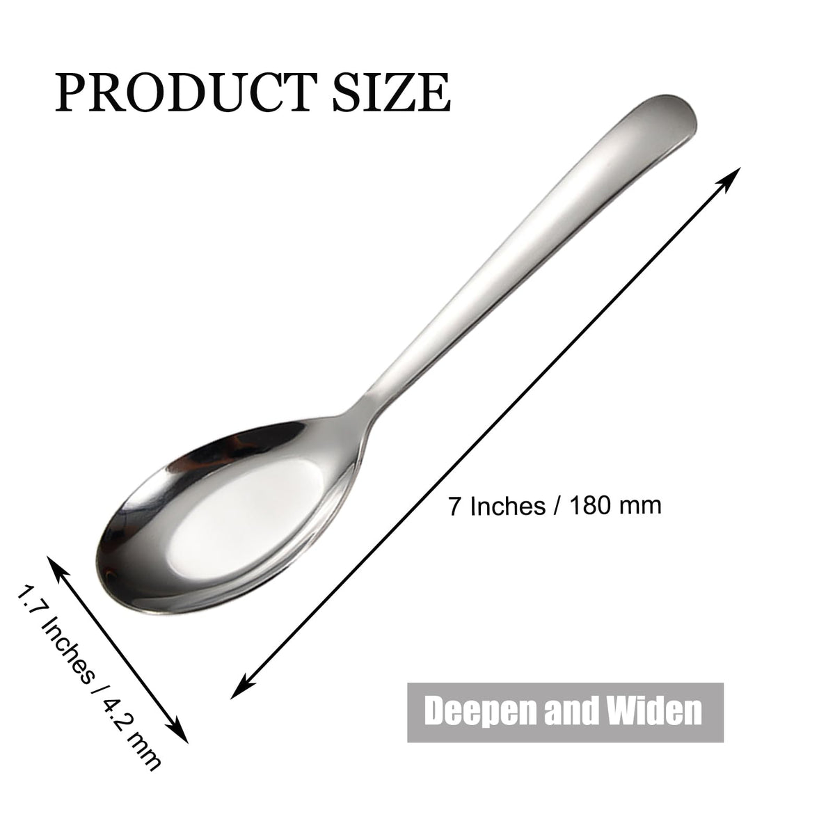 MIUPOO Thickened Stainless Steel Soup Spoons, Asian Chinese Japanese Flat Soup Spoons Large for for Ramen Noodles Bowl Table Serving, Silver, 1.7×7Inches, 4 Pieces