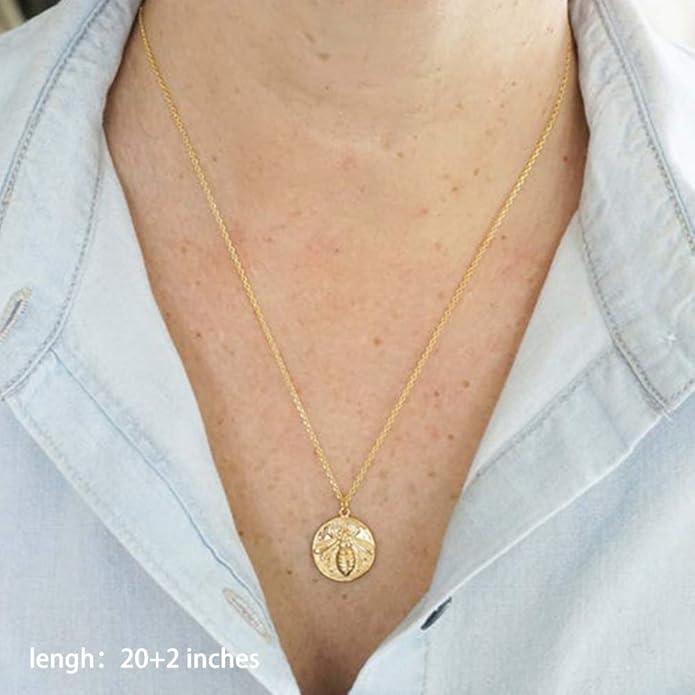 Turandoss Gold Layered Necklaces for Women - 14K Gold Plated Handmade Multilayer Bar Pearls Coin Disc Moon Butterfly Medallion Adjustable Dainty Layered Choker Necklaces for Women Jewelry