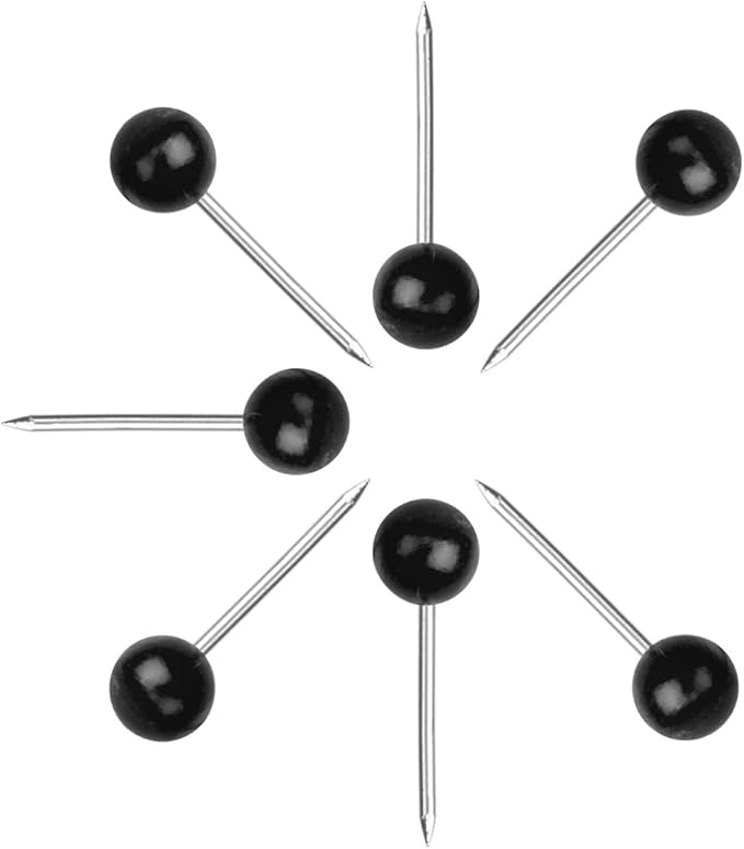 Yalis Push Pins Map Tacks 1/8-Inch Assorted Color Beads Head Map Marking Push Pins,500-count (Black)