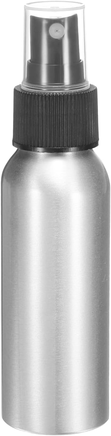 HARFINGTON Aluminum Fine Mist Spray Bottles 80ml/2.7oz Metal Small Liquid Alcohol Refillable Travel Container with Black Plastic Nozzle Cap for Perfume Skincare Cosmetic Storage Bottle
