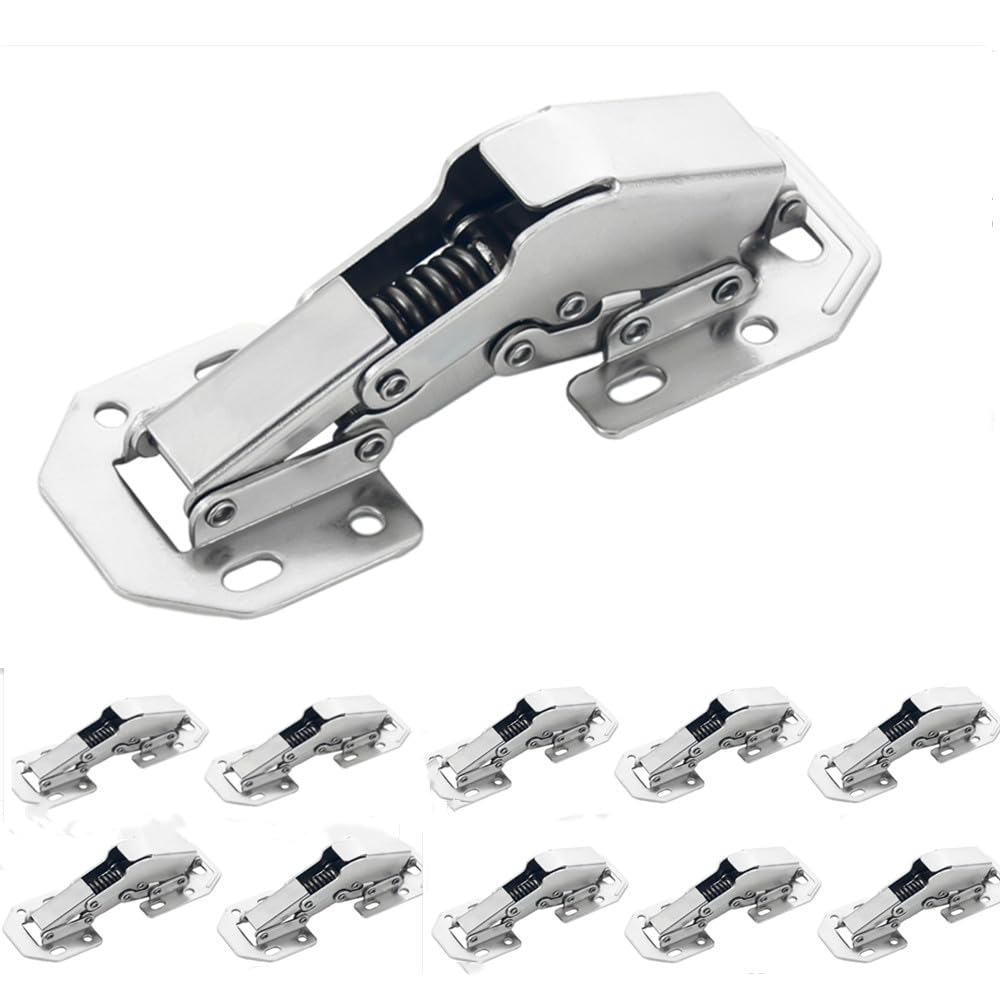 Zishengho 90 Degree 10 Pack Hidden Soft Close Surface Mount Spring Hinges Concealed Cabinet for Cupboard Kitchen