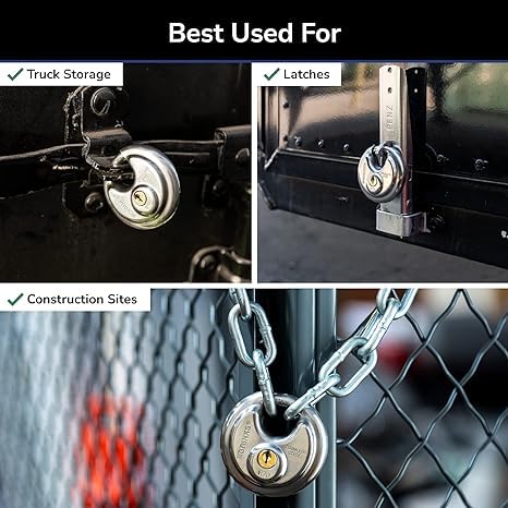 BRINKS – 70mm Heavy Duty Discus Padlock – Chrome Plated Security Lock for Storage Shed, Garage, Lockers, Toolboxes, Construction Site Storage and More